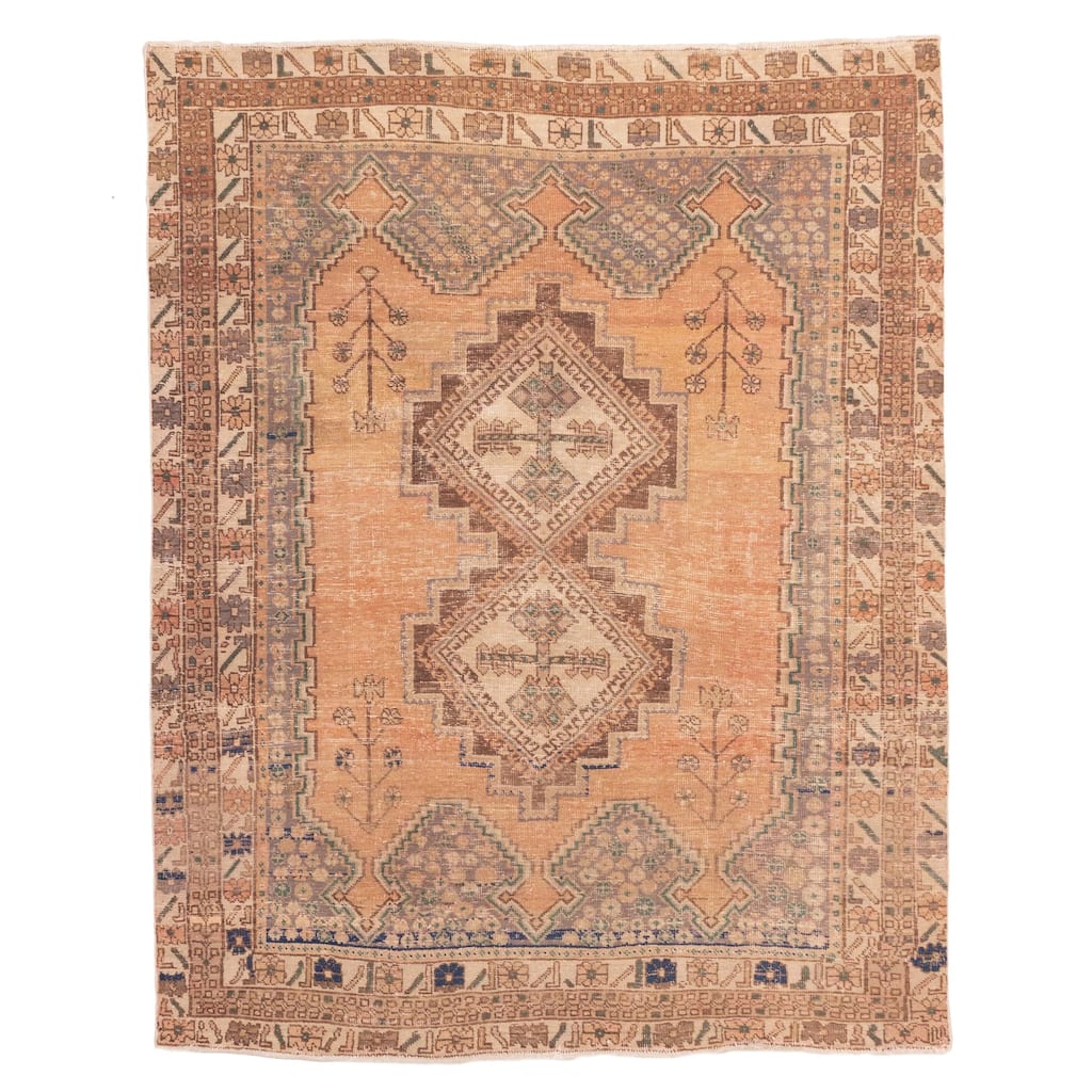 ECARPETGALLERY Hand-knotted Antalya Vintage Copper Wool Rug - 4'10 x 6'0