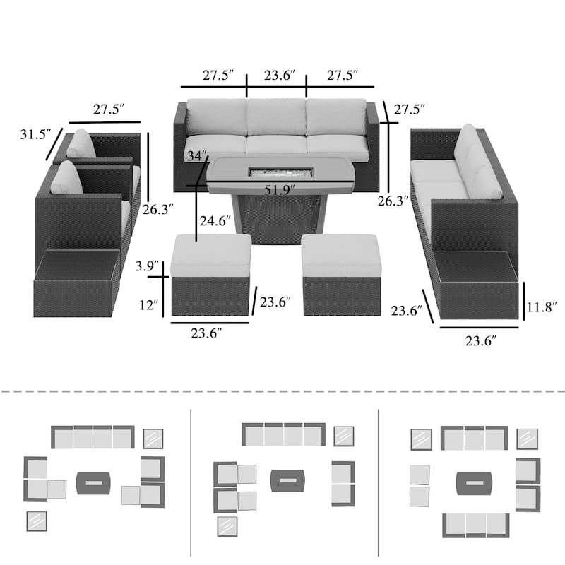 Corvus Xavier 13-piece Sectional Wicker Patio Sofa Set
