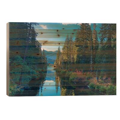 Washington State. Cooper Lake in Central Washington. Cascade Mountains reflecting in calm waters. Print On Wood by Terry Eggers