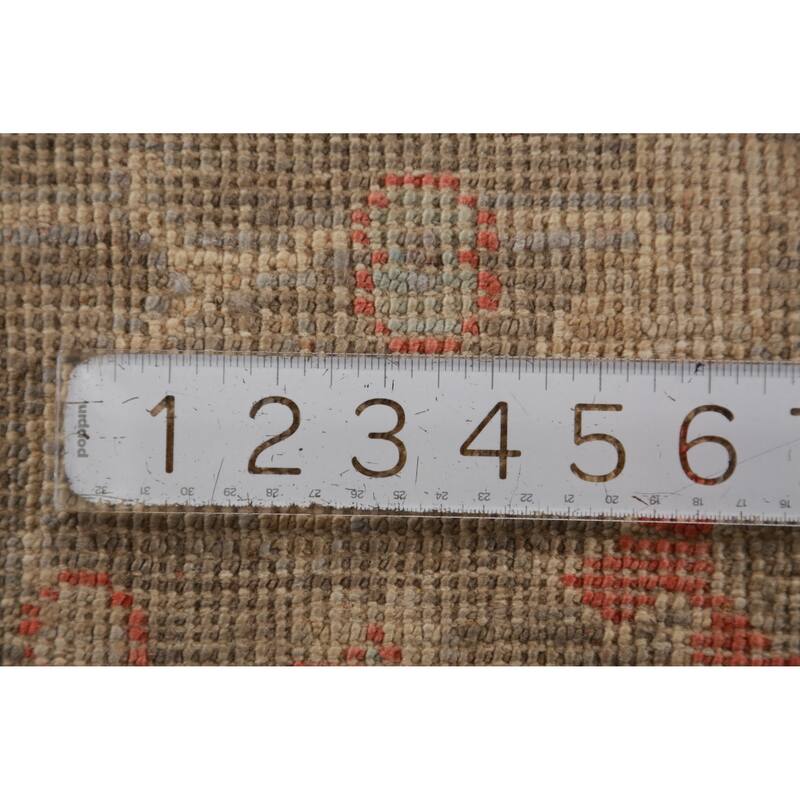 Hand Knotted Oriental 100% Wool Carpet Transitional All-Over Brown Oushak Area Rug - 8' 11'' X 6' 2''