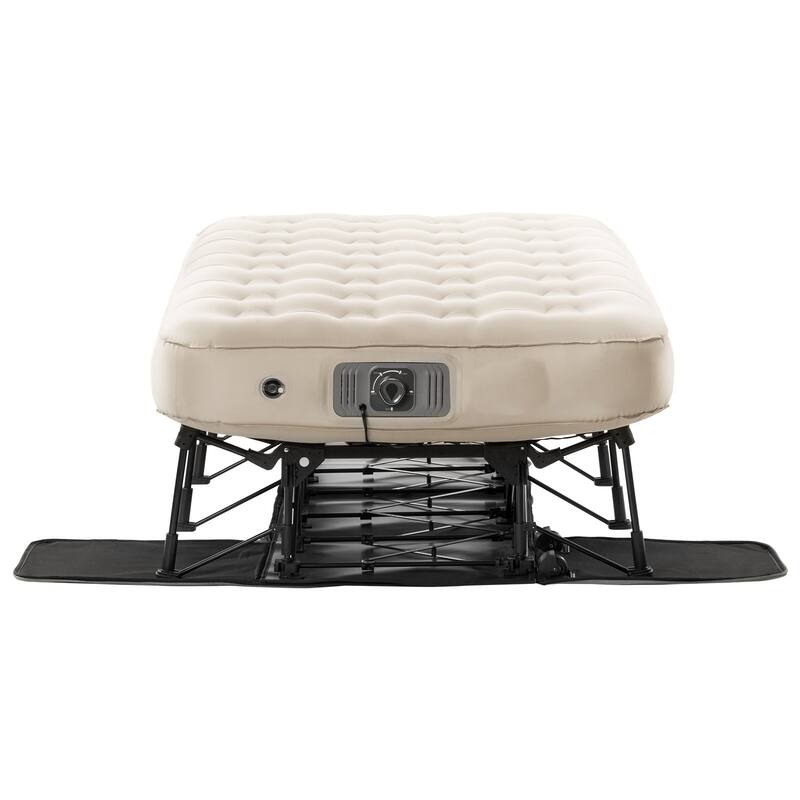 Inflatable Air Mattress with Frame and Pump for Camping or Guest Use