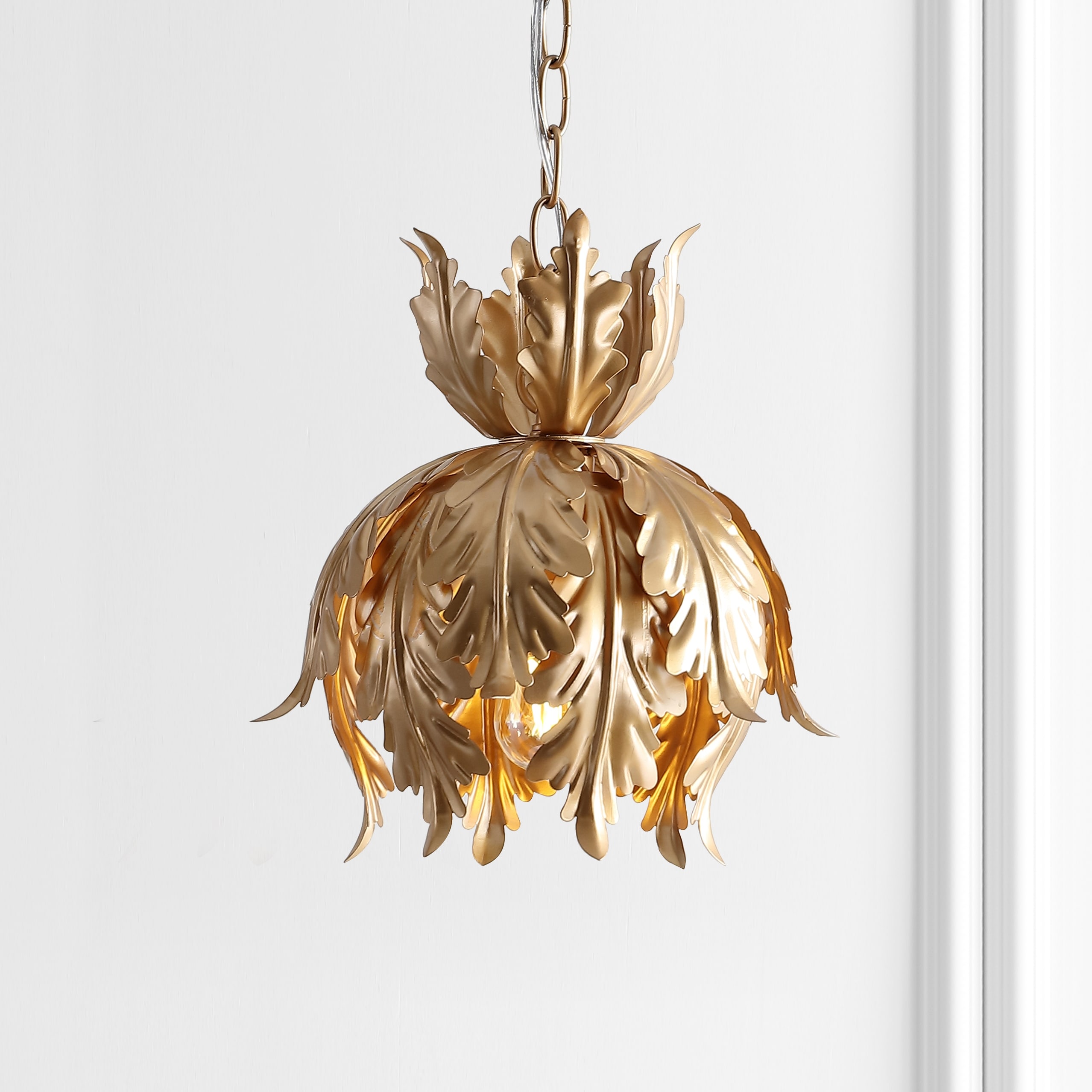 JONATHAN Y Chase 12" Adjustable Metal LED Pendant, Gold - Metallic