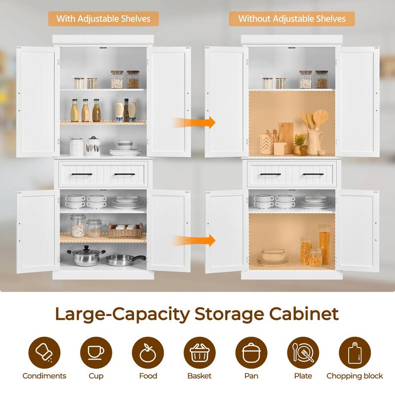 Yaheetech Wooden Kitchen Pantry Storage Cabinet with Doors and Shelves