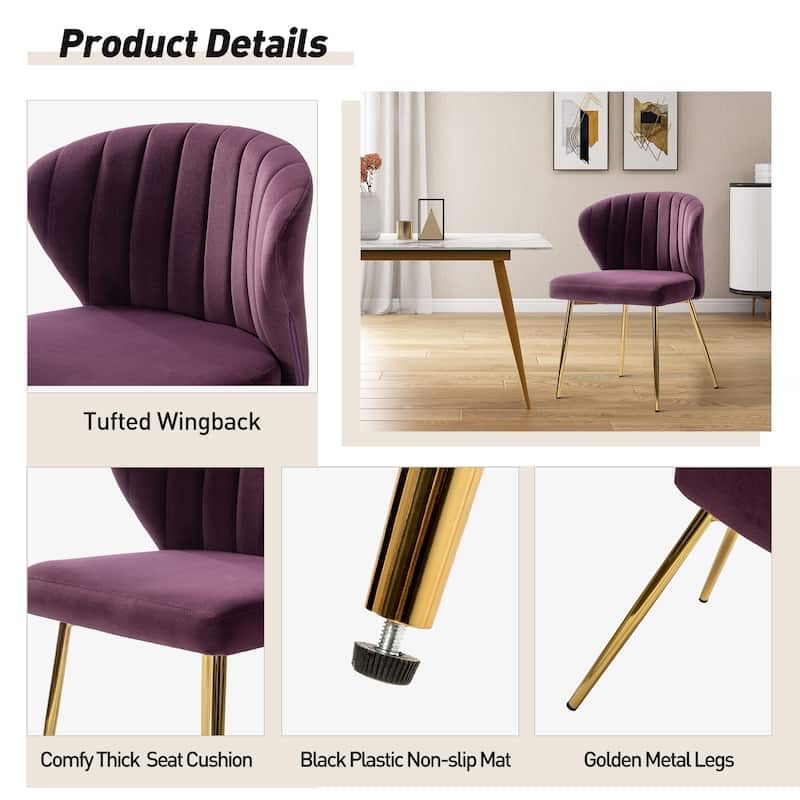 Barbara Side Chair with Metal Base Set of 4 by HULALA HOME