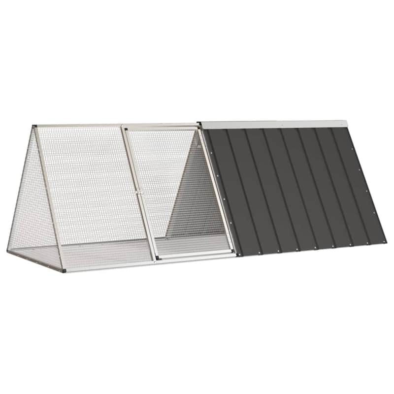 vidaXL Rabbit Cage Rabbit Hutch Garden Small Animal Cage Galvanized Steel - 79.3" x 31.7" x 28" - Anthracite