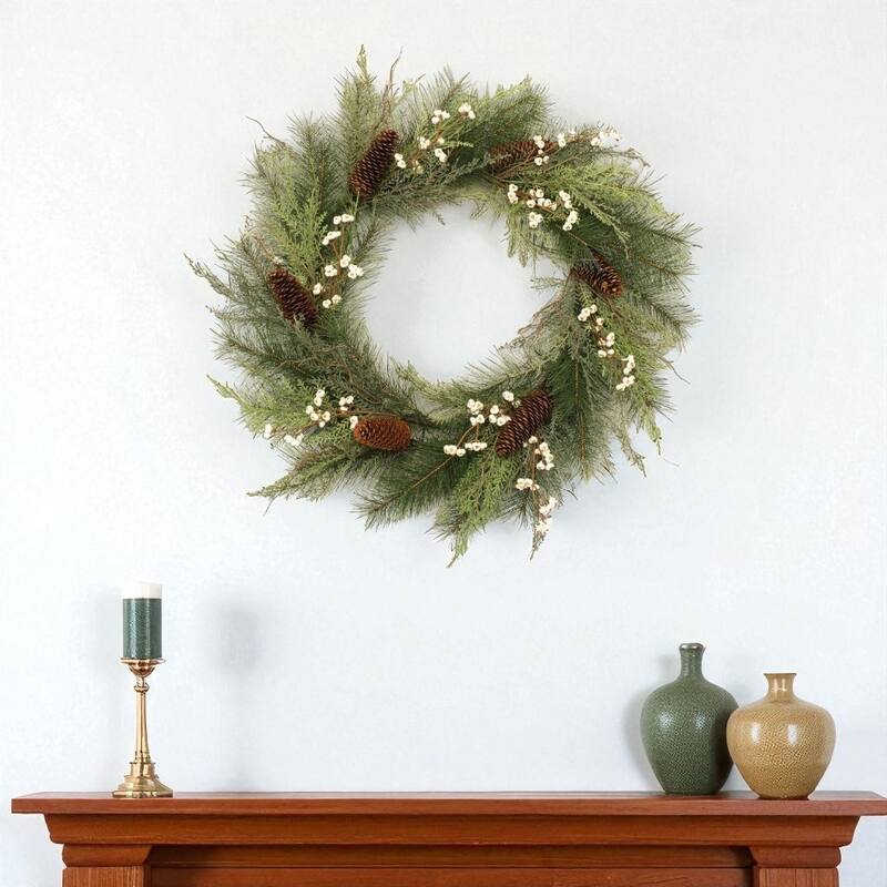 HomeRoots 29" Green And Brown Christmas Pine Artificial Wreath - Green/Brown - 29.00 in. x 29.00 in.  x 8.00 in.