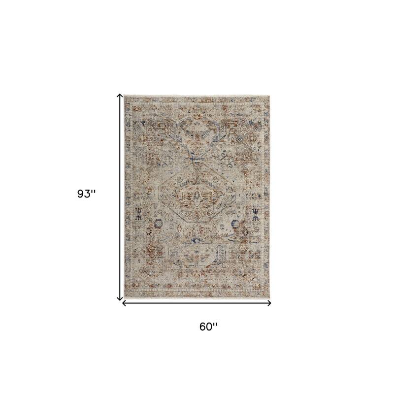 Xezop Power Loomed Distressed Floral Traditional Non Skid with Fringe Area Rug By HomeRoots