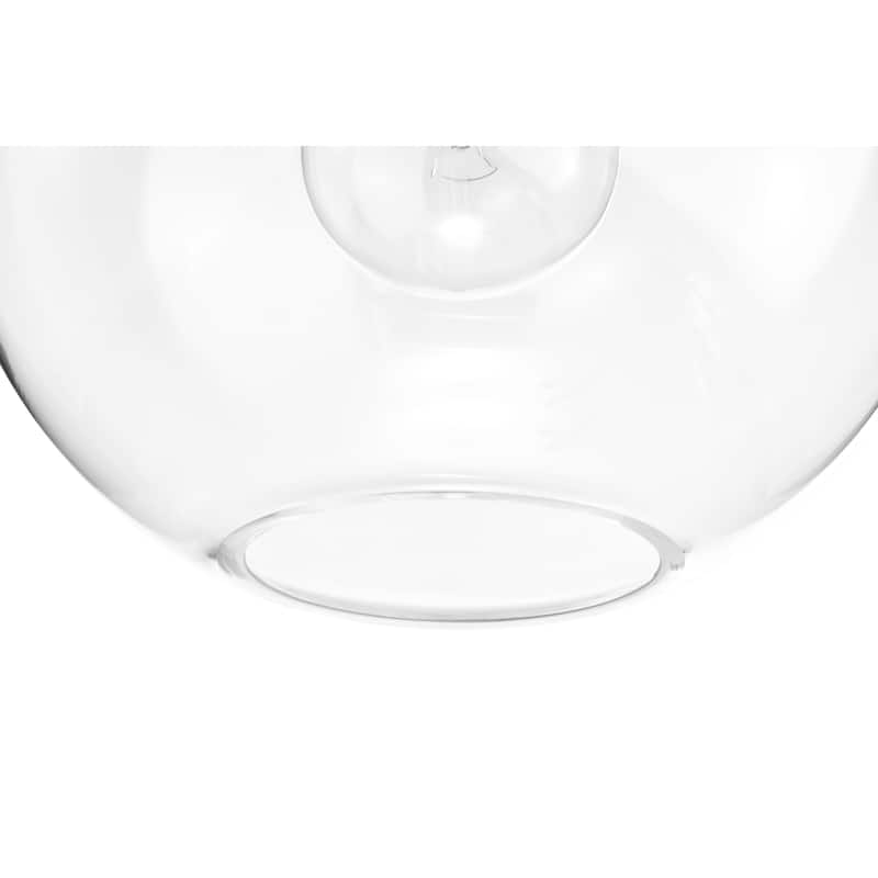 Black and Antique Gold 1-Light 10 Inch Globe Shaped Clear Glass Pendant