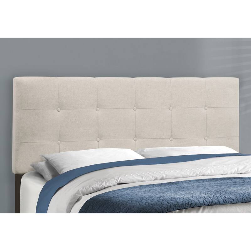 Queen Size Upholstered Platform Bed with Tufted Headboard and Black Wood Legs