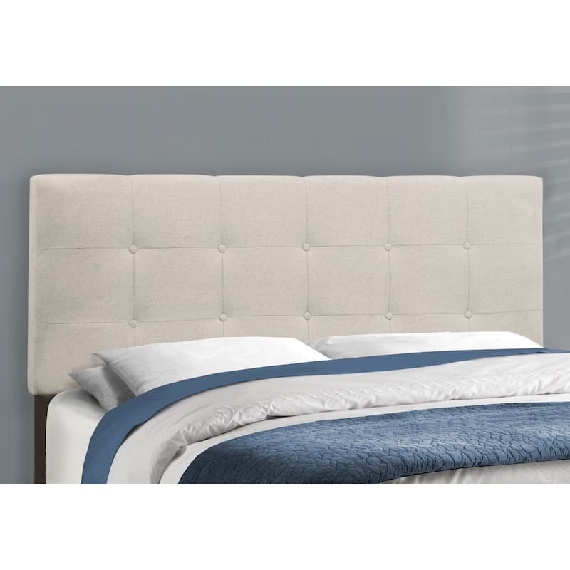 Tufted Upholstered Queen Bed Frame with Linen-Style Fabric, Padded Headboard & Black Wood Legs - Classic Low Profile Design