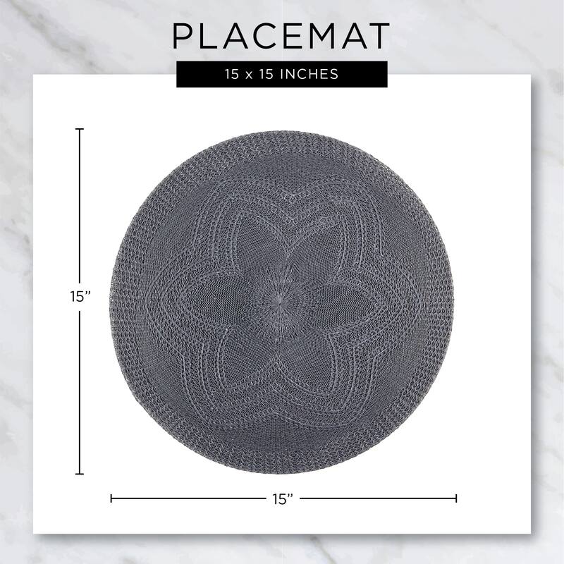 DII Block Print On Natural Round Jute Placemat (Set of 6)