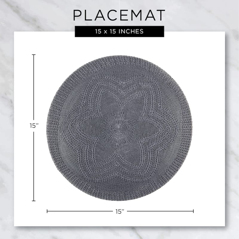 DII Honey Gold Floral Woven Round Placemat (Set of 6)
