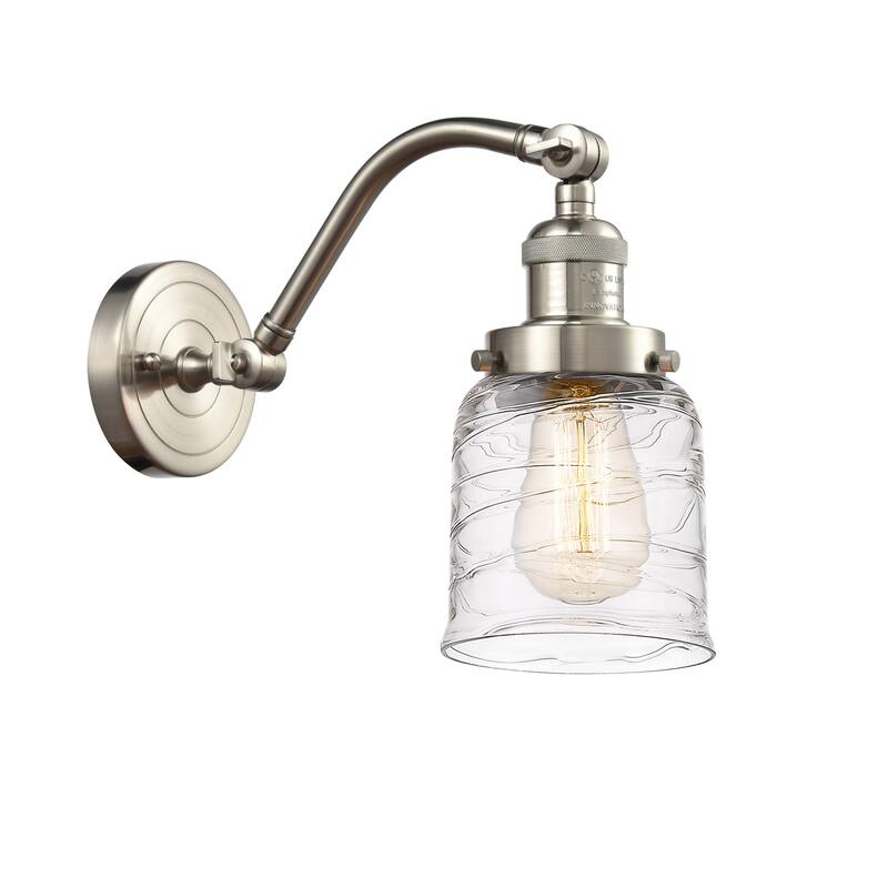 Innovations Lighting 515-1W-12-5 Bell Sconce Bell 12" Tall Wall Sconce - Brushed Satin Nickel / Deco Swirl