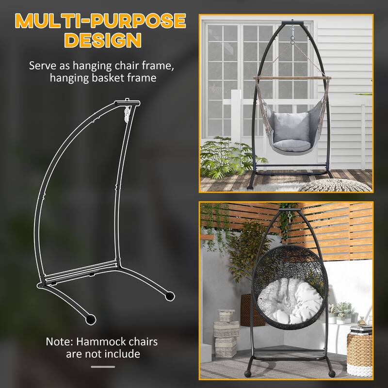Outdoor C Shape Hanging Chair Stand for Indoor & Outdoor, Black