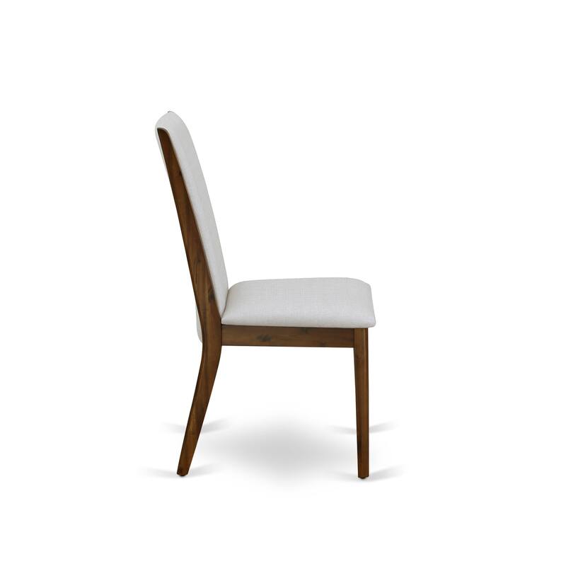 East West Furniture Lancy Parson Chairs - Linen Fabric Padded Dining Chairs, Set of 2, (Finish Options)