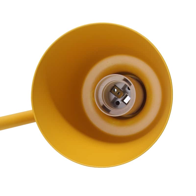 Metal Desk Lamp with Looped Arm and Adjustable Cone Shade
