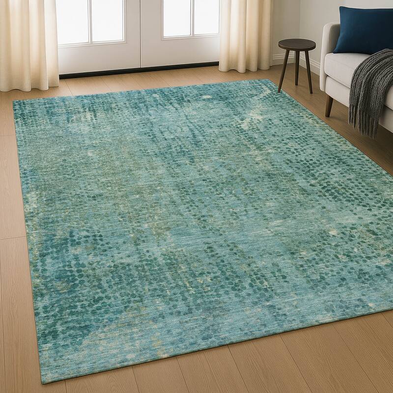 Premium Washable Super Soft Modern Imprints Mayfield Rug - Teal - 2'6" x 3'10"