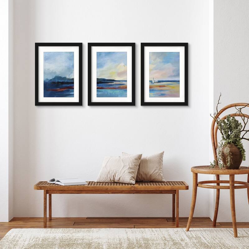 Ultramarine Sea and Sky Light Silvia Vassileva. Contemporary 3 Piece
