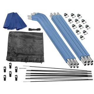 Machrus Upper Bounce Trampoline Top Ring Enclosure Set including Net, 6 Poles, Caps & Foam Sleeves - Fits 15ft Round Trampoline