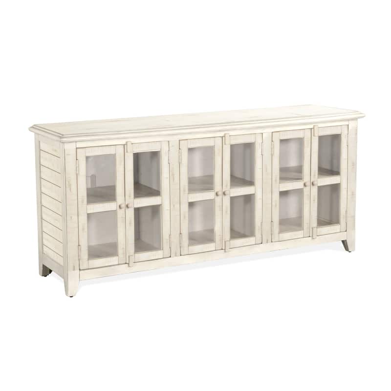 Rena TV Media Entertainment Console with Shelves, 70 Inch Rustic White