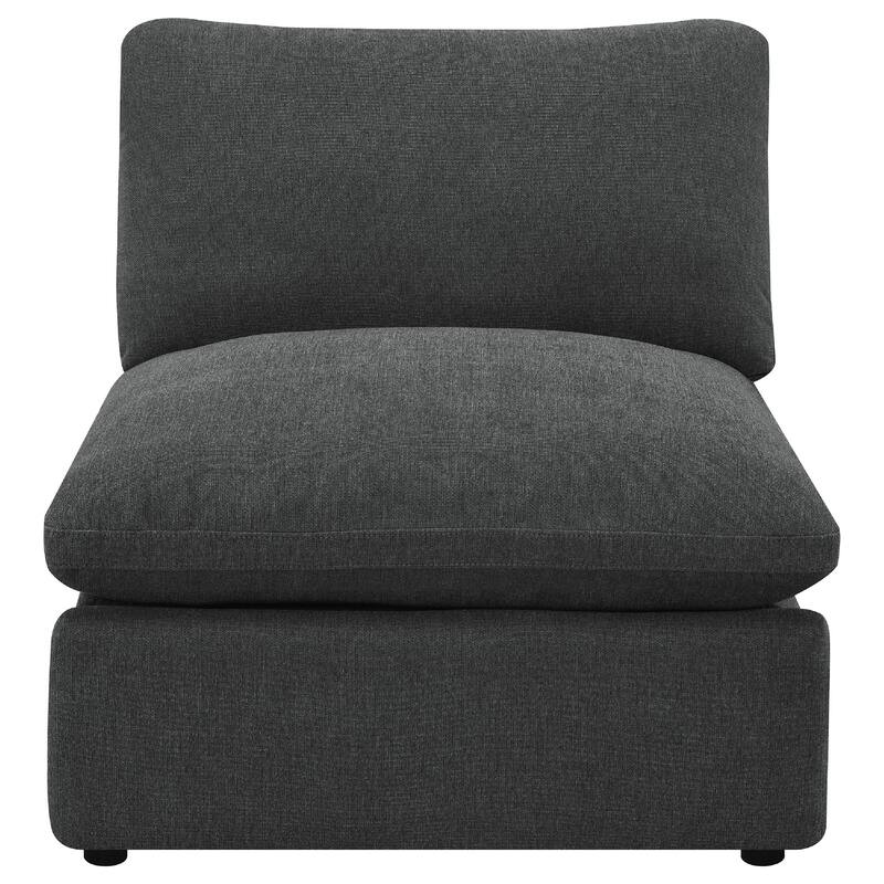 Biny Modular Armless Chair, Dark Gray, Plush Foam Cushions