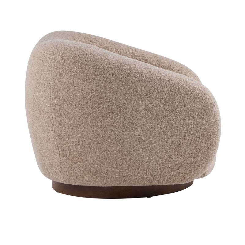 Christopher Knight Home - Aradia Contemporary Boucle Upholstered 360° Swivel Club Chair with Curved Backrest & Wooden Base
