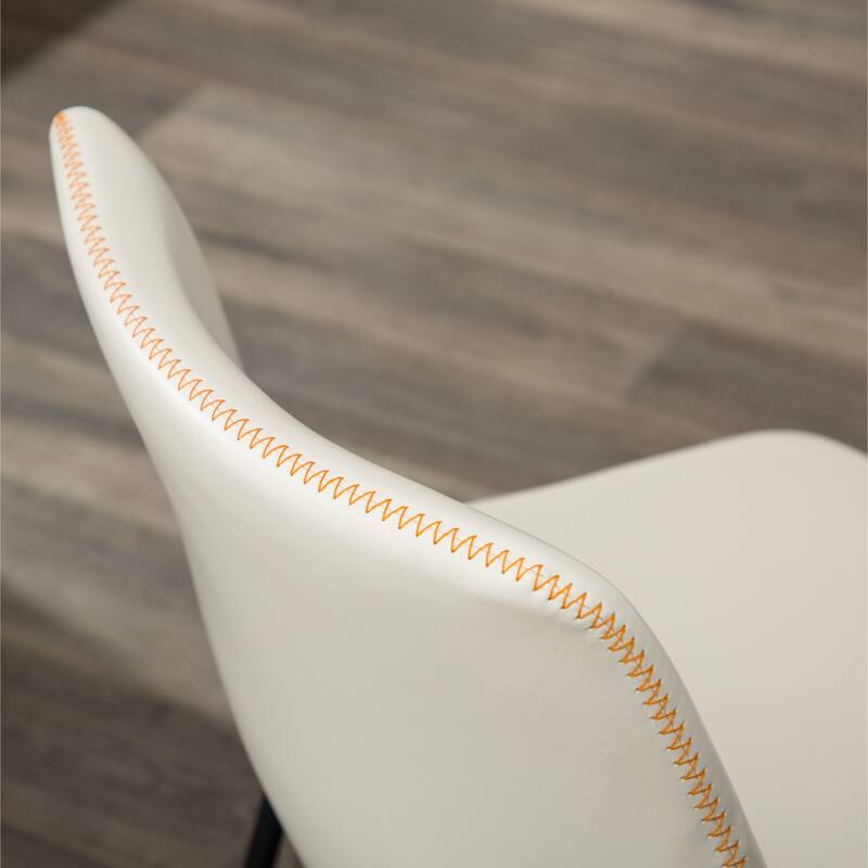 Leather Barrel Chairs with Sled Base, Exquisite Round Dining Table with Trestle, White Kitchen Table and Chairs Set