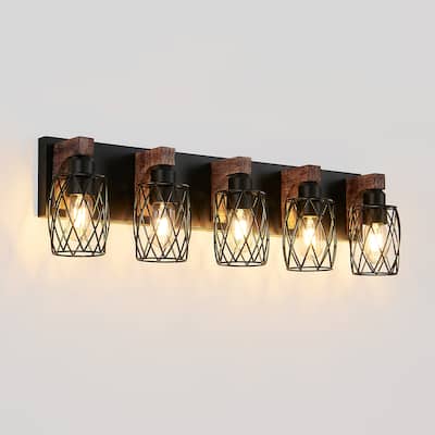 31" Industrial Vintage 5-Light Wall Sconce, Cage Wall Lighting Fixture