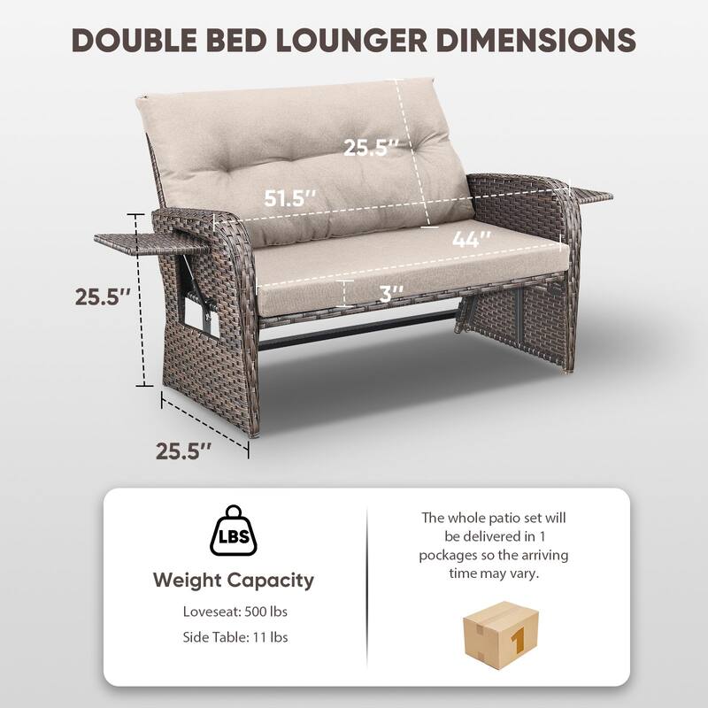 Outdoor Patio Double Lounge Chair