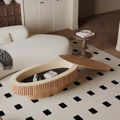 47 Inch Oval Coffee Table with Storage