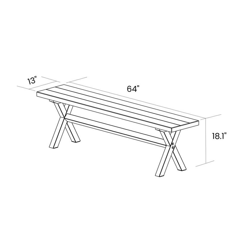 Cascais Solid Wood Bench with Trestle Base