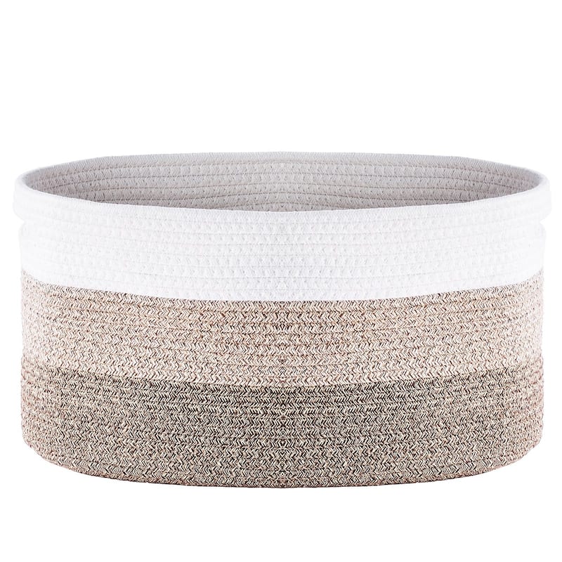Cotton Rope Storage Baskets Set of 3 Woven Organizers for Home Use - 15 x 10 x 9 in