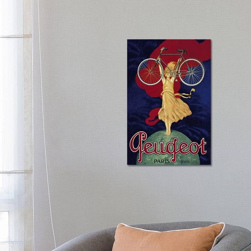 iCanvas "Peugeot Bicycle Advertising Vintage Poster" by Unknown Artist Canvas Print - 26x18x1.5