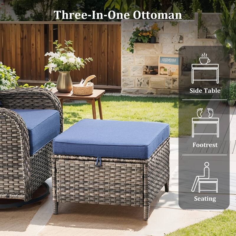 Outdoor Swivel Chairs with 6-Inch Thick Cushions for Garden