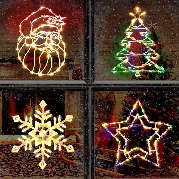 4 Pack Christmas Window Silhouette Lights Decorations - Bed Bath