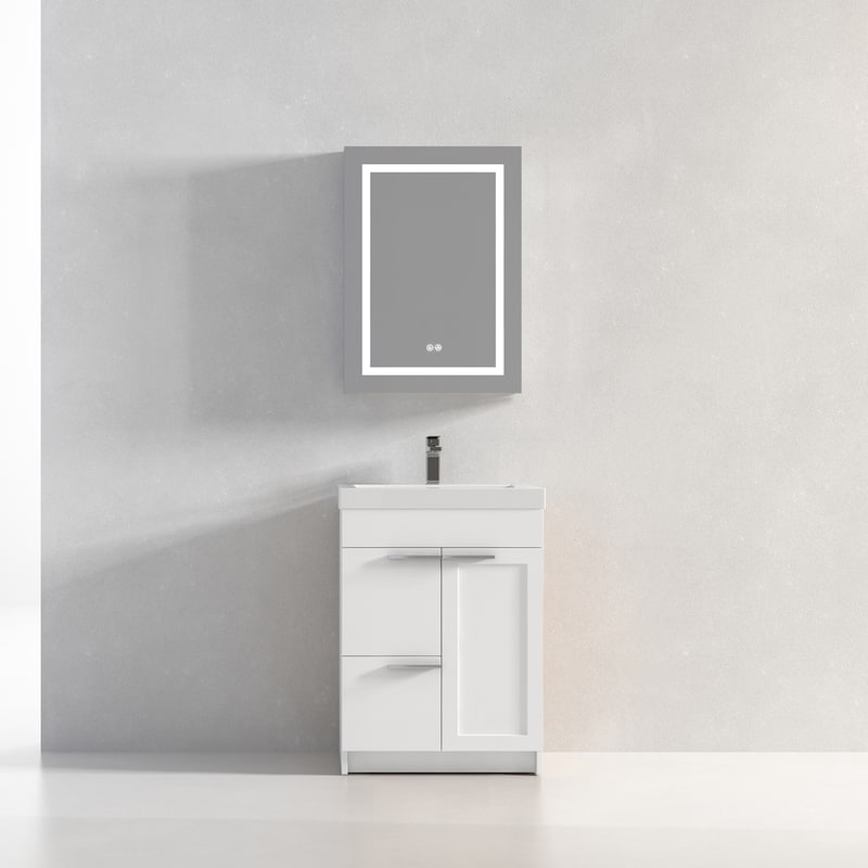Freestanding Bathroom Vanity with Topmount Sink - MatteWhite