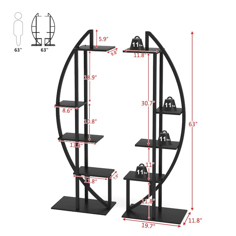 5 Tier Plant Flower Stand Rack, Pack of 2, for Indoor Garden, Balcony