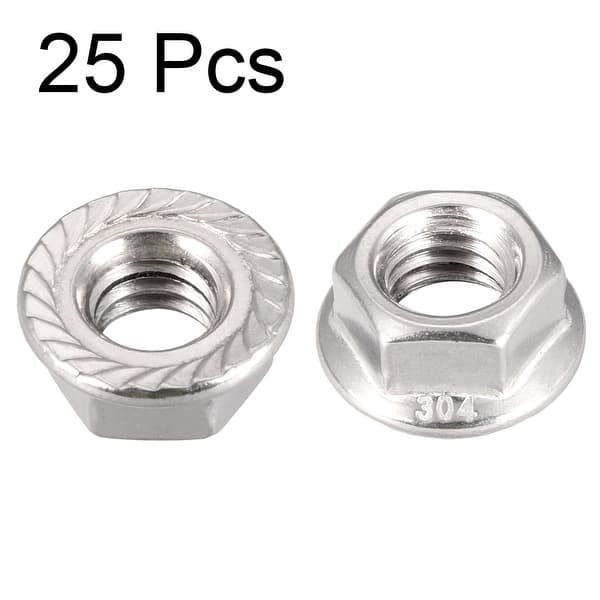 UNC 3//8-16 inch Serrated Flange Hex Lock Nuts (50 Pack Bright Finish Hex lock Nuts 304 18-8 Stainless Steel lock nut