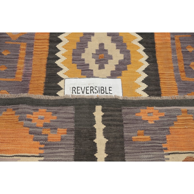 Hand Woven Oriental 100% Wool Carpet Southwestern Tribal Purples Kilim Area Rug - 8' 4'' X 5' 1''