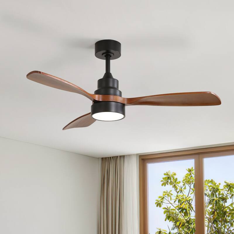 Sofucor 48 Inch Ceiling Fan with Light and Remote,Solid Wood Blades Low Profile,Smart Optional Work with Alexa/Google/App