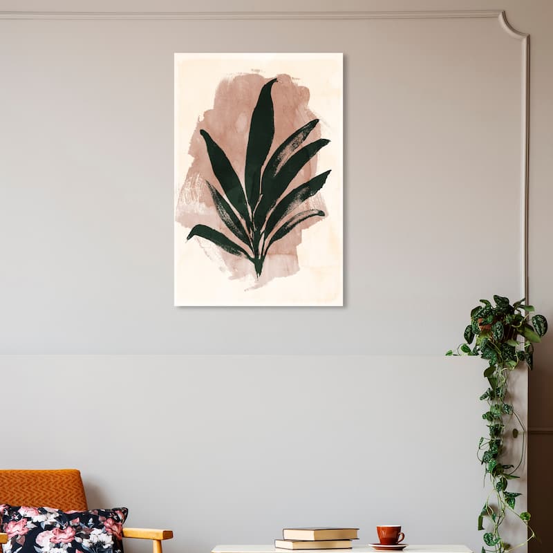 Wynwood Studio Canvas Floral and Botanical Inked Plant II Pink and Light Pink Modern & Contemporary Wall Art Canvas Print - 30 x 20