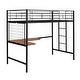 preview thumbnail 5 of 22, Twin Size Loft Bed with Built-in MDF Desk and Metal Grid, Metal Slat Bed Frame with Full-Length Guardrails and 4-Step Ladder