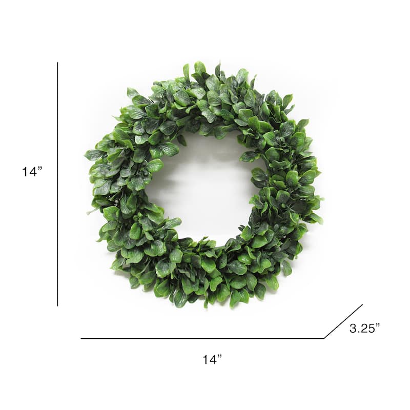 Frosted Green Artificial Lamb's Ear Leaf Foliage Greenery Wreath 14in