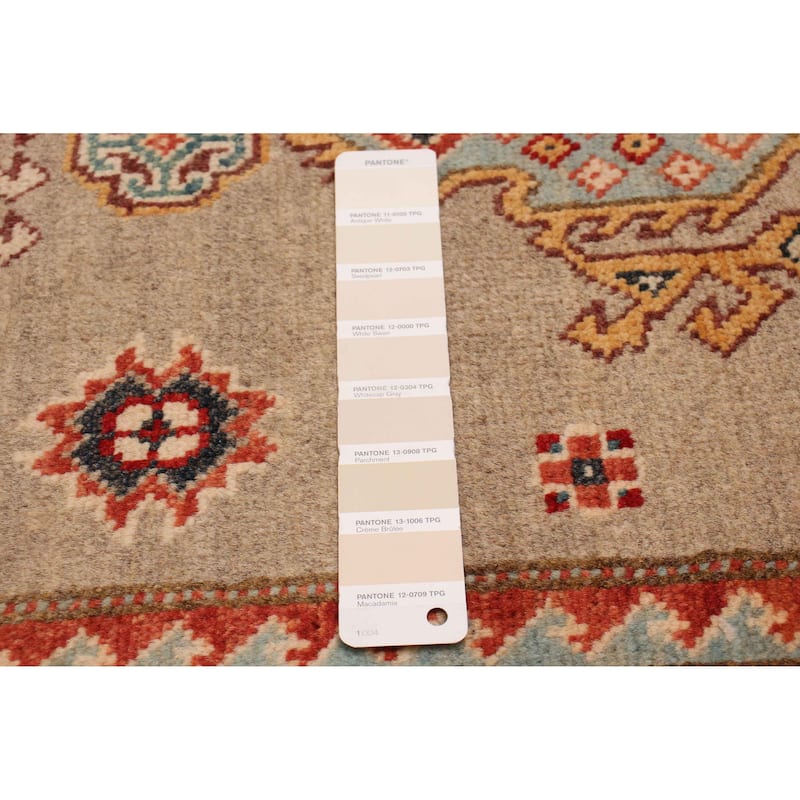 ECARPETGALLERY Hand-knotted Uzbek Ghazni Khaki Wool Rug - 2'9 x 9'8