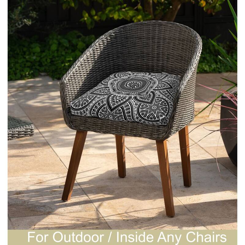 Waterproof Indoor Outdoor Chair Seat Pads Cushion – 19x19 Inches with ties | Set of 2 - Black