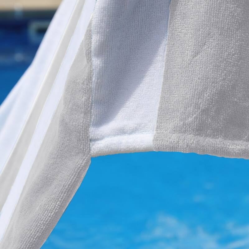 100% Cotton Cabana‑Stripe Lounge Chair Cover Terry Towel with Fitted Pocket & Back Flap Set of 2