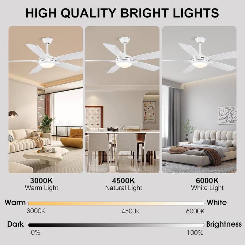 46" and 52" Modern Quiet Ceiling Fan with LED,Downrod Ceiling Fan with Light