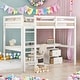 preview thumbnail 2 of 38, Twin Loft Wood Bed.Under-bed Built-in Desk and Storage Cabinet,Classic Wooden Bed Down Table