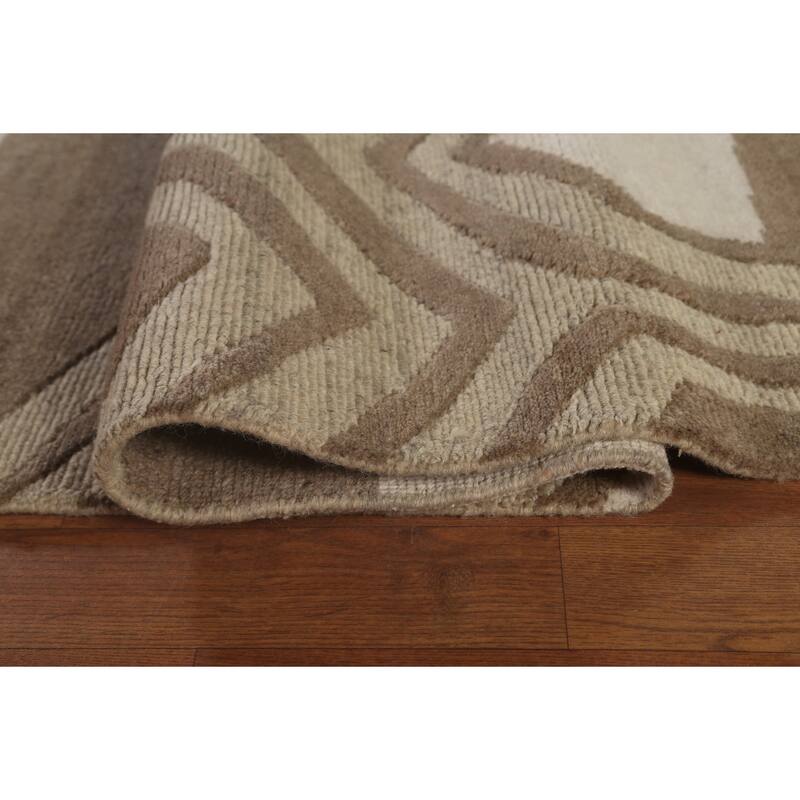 Large Abstract Modern Rug Handmade Wool Carpet - 9'11"x 13'9"
