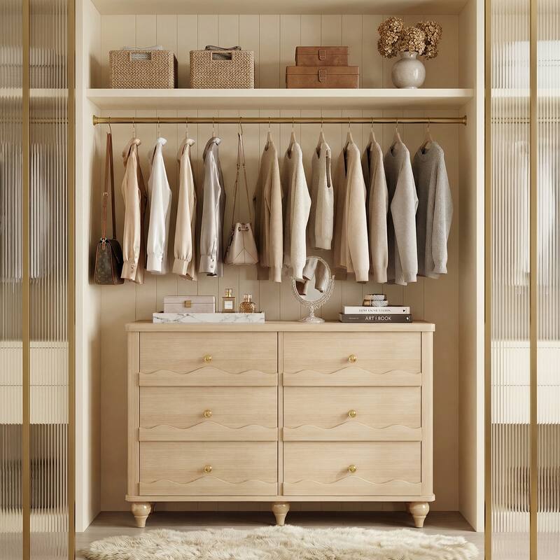 Narill Wave-Inspired 6-Drawer Dresser Closet Organizer, 43-In Chest of Drawers TV Stand